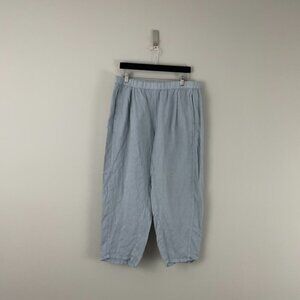 Eileen Fisher Organic Linen Pull On Lantern Ankle Pants Size Large